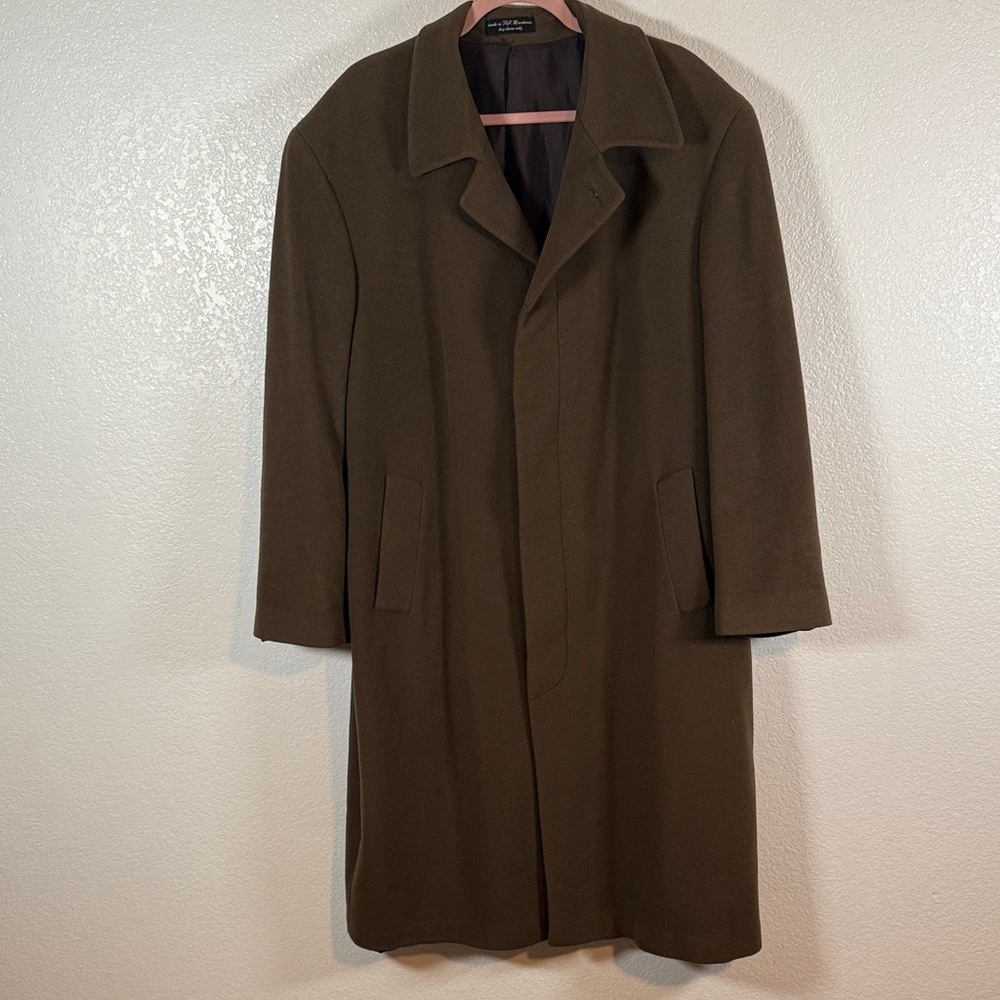 Andrew Fezza Brown Cashmere Dress Trench Coat Size 42R Timeless Classic